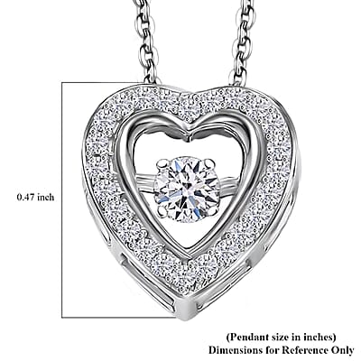 Luxuriant Lab Grown Diamond G-H SI 0.20 ctw Heart Dancing Pendant Necklace in Rhodium Over Sterling Silver 20 Inches
