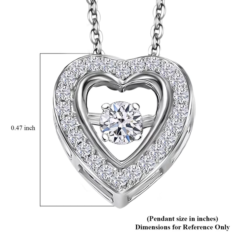 Luxuriant Lab Grown Diamond G-H SI 0.20 ctw Heart Dancing Pendant Necklace in Rhodium Over Sterling Silver 20 Inches