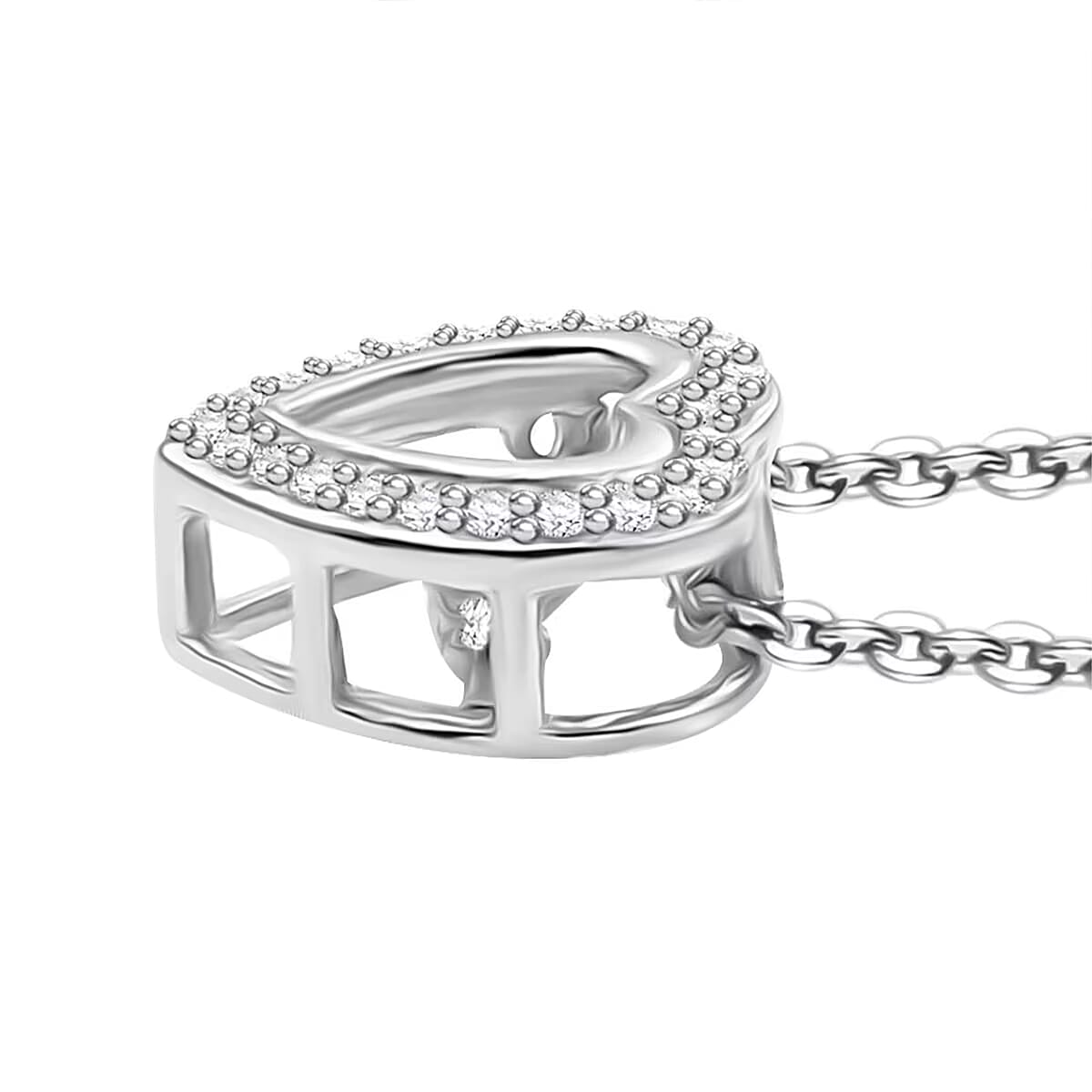 Luxuriant Lab Grown Diamond SI 0.20 ctw Heart Dancing Pendant Necklace in Rhodium Over Sterling Silver 20 Inches image number 7