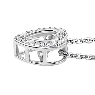 Luxuriant Lab Grown Diamond G-H SI 0.20 ctw Heart Dancing Pendant Necklace in Rhodium Over Sterling Silver 20 Inches
