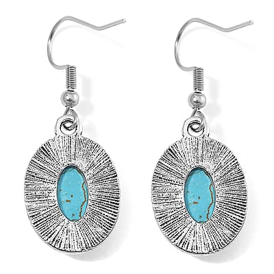 Blue Howlite 86.00 ctw Necklace 20-22 Inches and Earrings in Silvertone