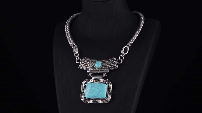 Blue Howlite 90.00 ctw Necklace 17-22 Inches and Earrings in Silvertone