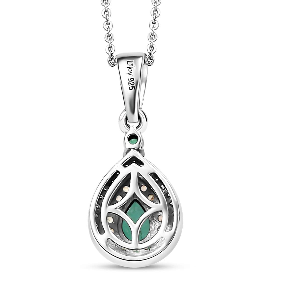 Kagem Zambian Emerald and Multi Gemstone 0.75 ctw Dewdrop Elegance Pendant Necklace in Rhodium Over Sterling Silver 20 Inches image number 4