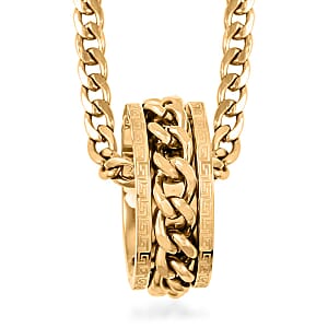 Chain Necklace (24 Inches) and Ring (Size 9.0) in ION Plated YG Stainless Steel