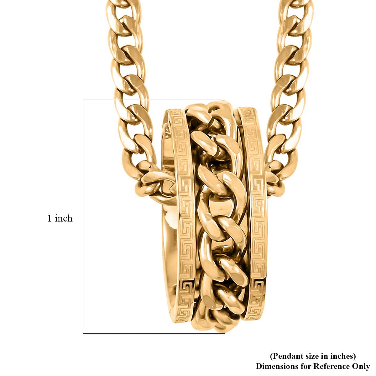 Chain Necklace (24 Inches) and Ring (Size 9.0) in ION Plated YG Stainless Steel image number 4