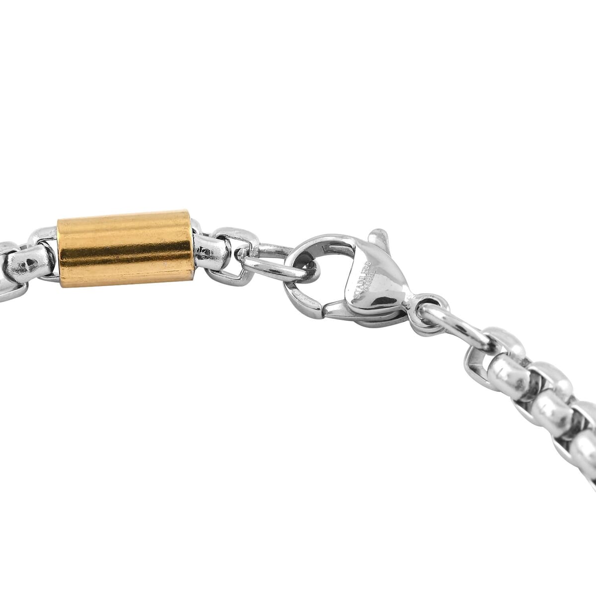 Box Link Chain Necklace 24 Inches and Bracelet (9.00In) in ION Plated YG and Stainless Steel image number 7