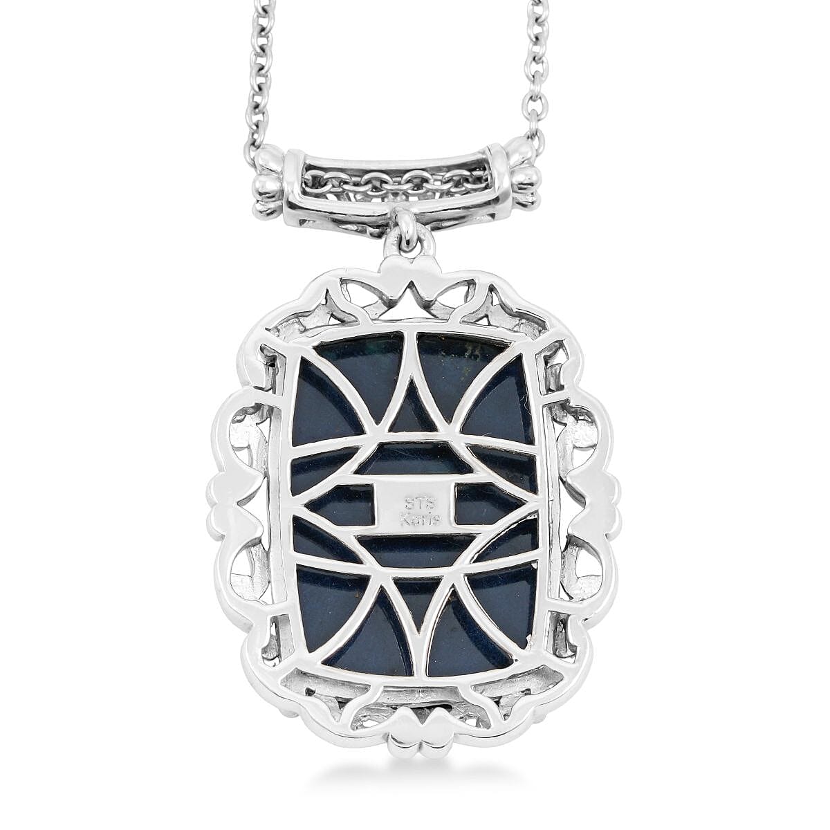 EverTrue Vivianite 15.40 ctw Pendant in Platinum Bond with Stainless Steel Necklace 20 Inches