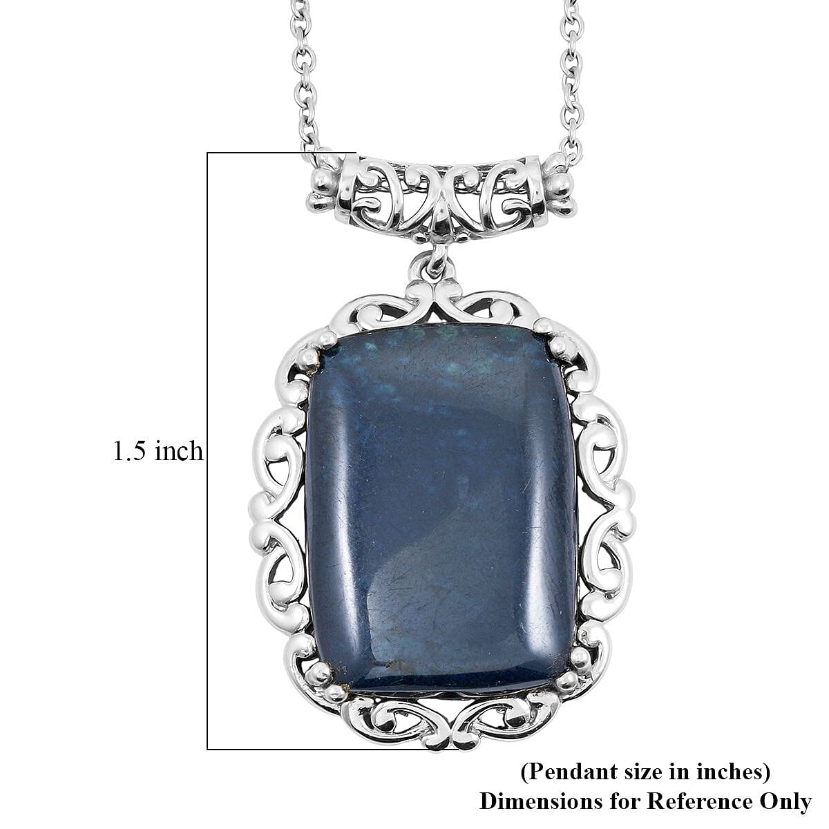 EverTrue Vivianite 15.40 ctw Pendant in Platinum Bond with Stainless Steel Necklace 20 Inches