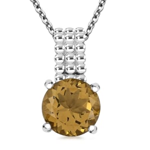 Brazilian Citrine 3.50 ctw Pendant Necklace in Stainless Steel 20 Inches