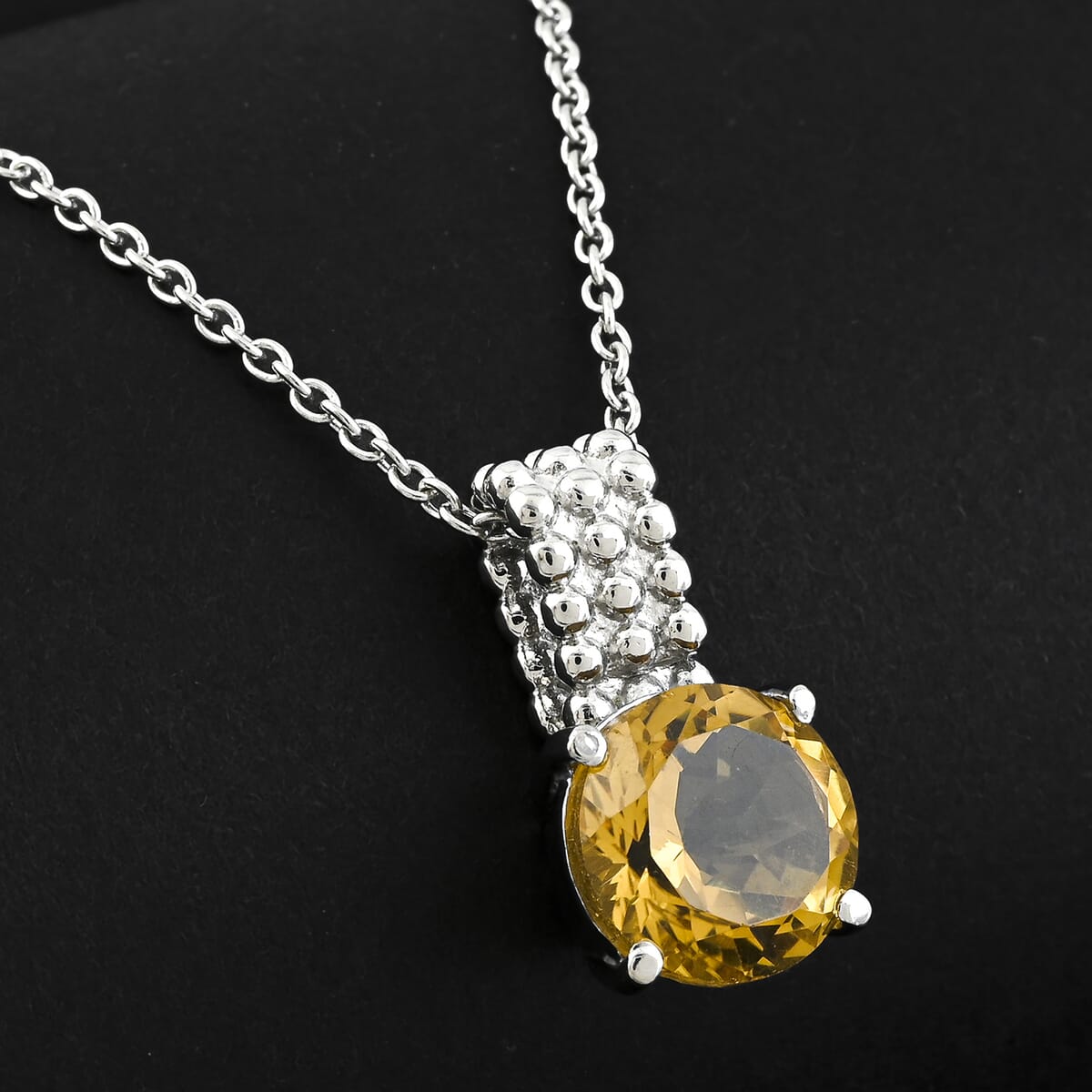 Brazilian Citrine 3.50 ctw Pendant Necklace in Stainless Steel 20 Inches image number 1