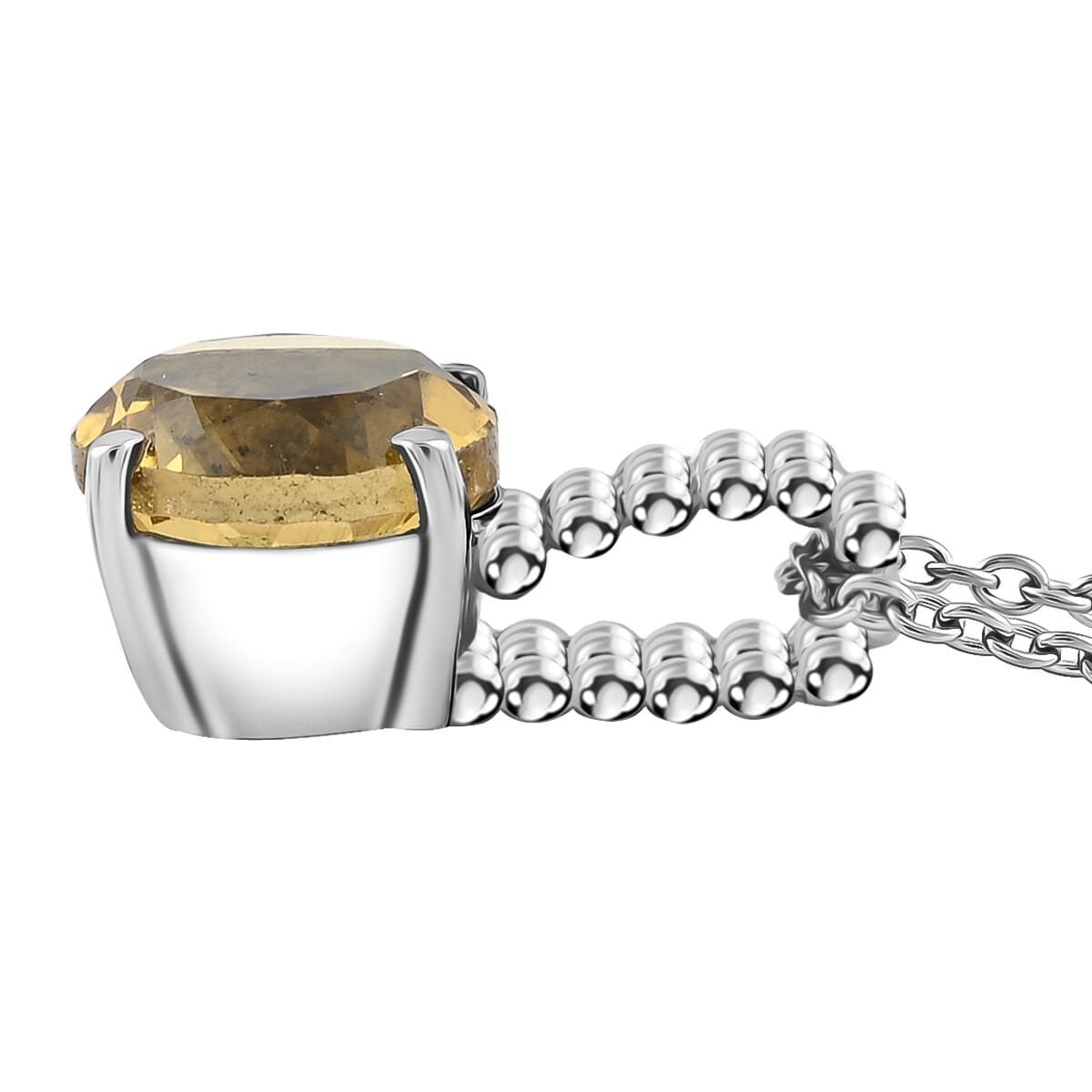 Brazilian Citrine 3.50 ctw Pendant Necklace in Stainless Steel 20 Inches image number 3