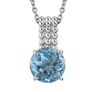 Sky Blue Topaz 4.10 ctw Pendant Necklace in Stainless Steel 20 Inches