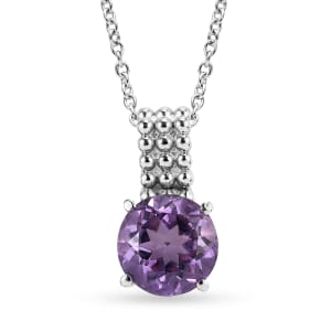 Rose De France Amethyst 3.50 ctw Pendant Necklace in Stainless Steel 20 Inches