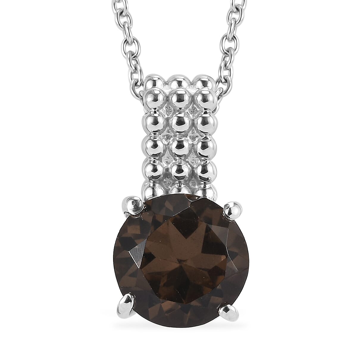 Brazilian Smoky Quartz 3.70 ctw Pendant Necklace in Stainless Steel 20 Inches image number 0