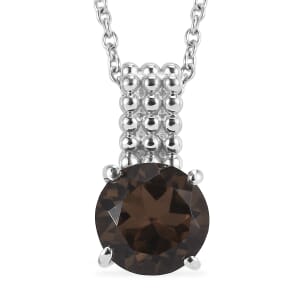 Smoky Quartz 3.70 ctw Pendant Necklace in Stainless Steel 20 Inches