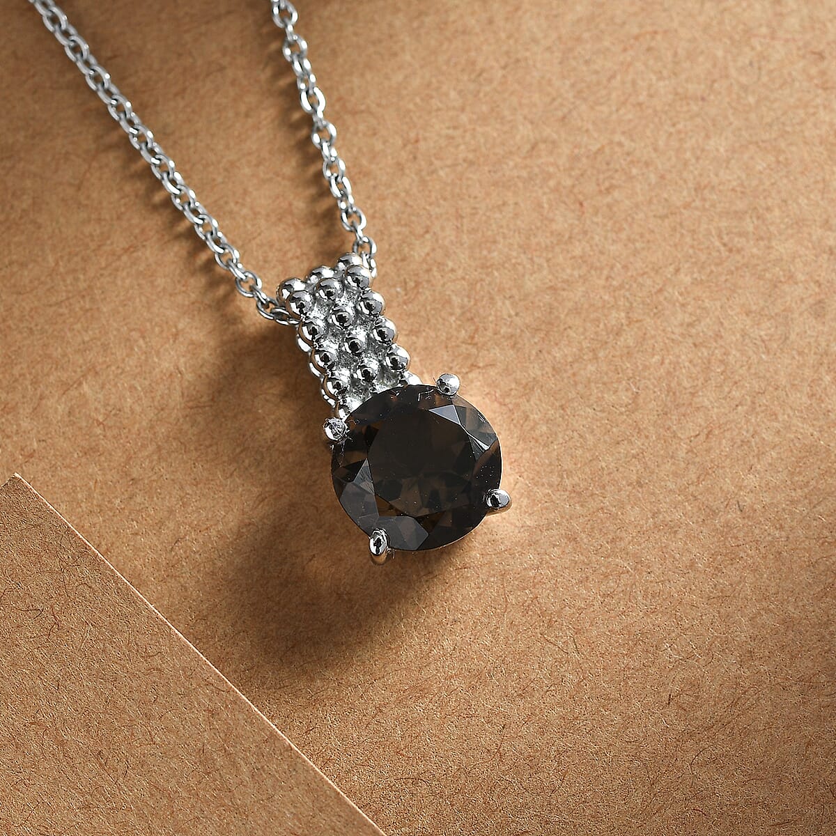 Brazilian Smoky Quartz 3.70 ctw Pendant Necklace in Stainless Steel 20 Inches image number 1