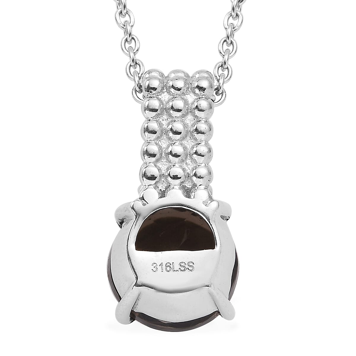 Brazilian Smoky Quartz 3.70 ctw Pendant Necklace in Stainless Steel 20 Inches image number 4