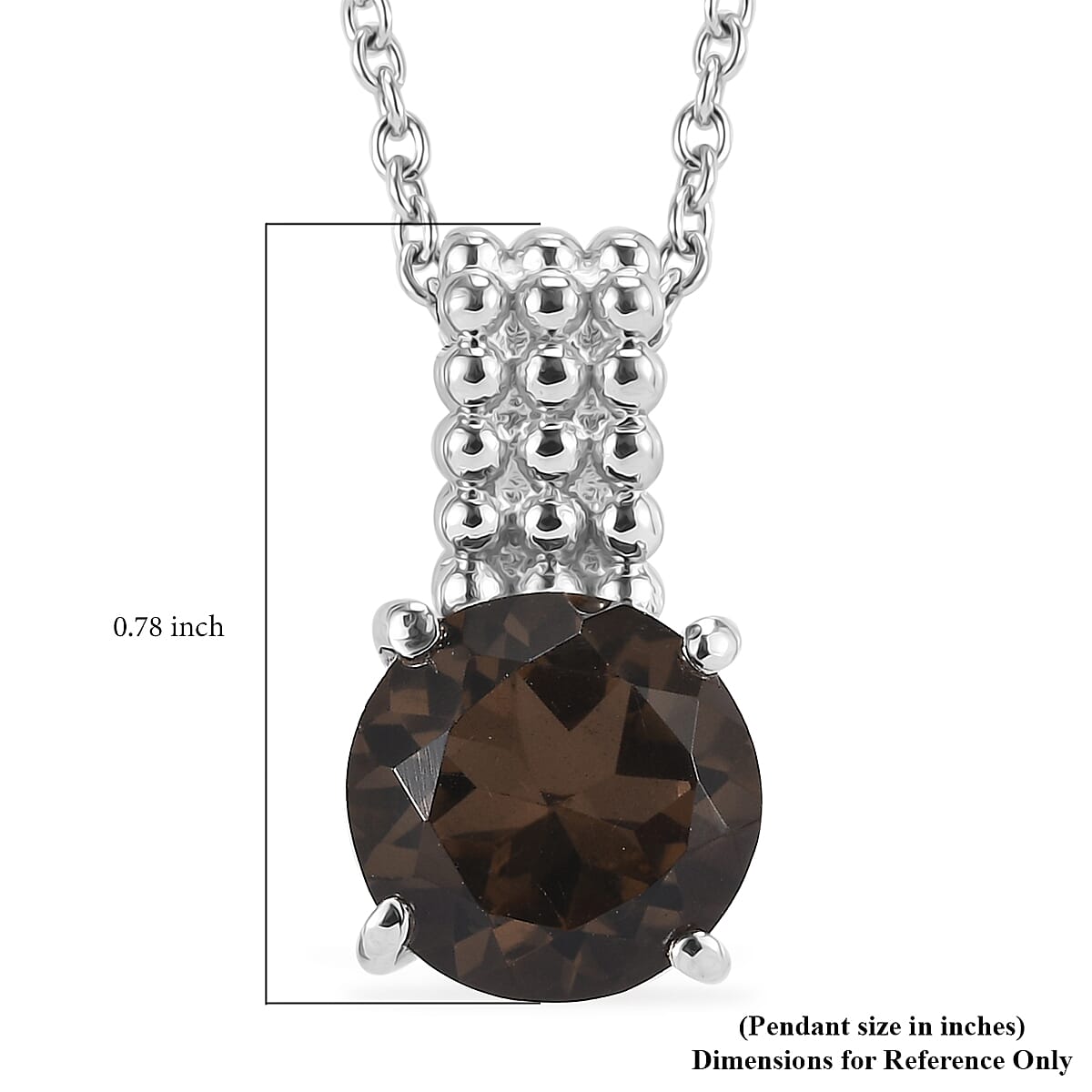 Brazilian Smoky Quartz 3.70 ctw Pendant Necklace in Stainless Steel 20 Inches image number 6