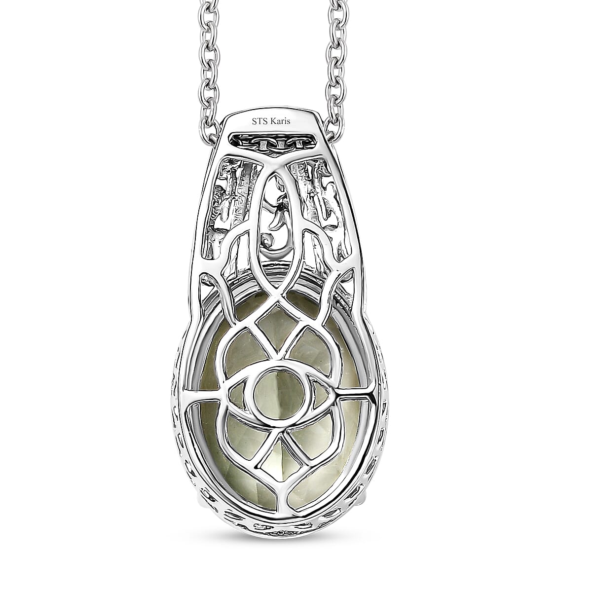 Montezuma Prasiolite 9.65 ctw Solitaire Pendant in Platinum Bond with Stainless Steel Necklace 20 Inches image number 4