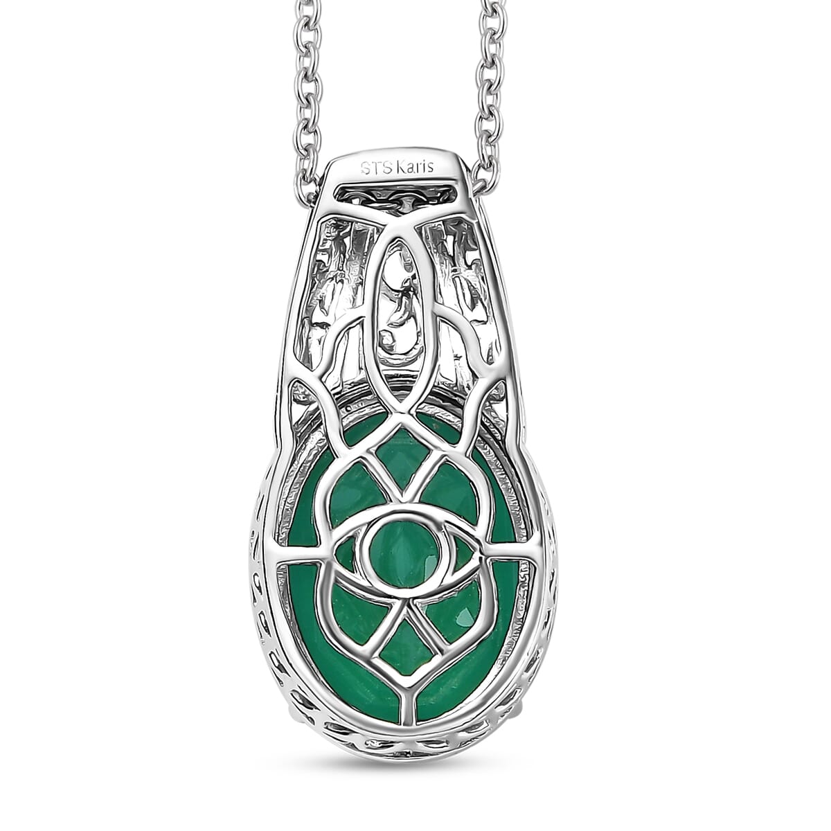Karis Green Onyx 7.70 ctw Pendant in Platinum Bond with Stainless Steel Necklace 20 Inches image number 4