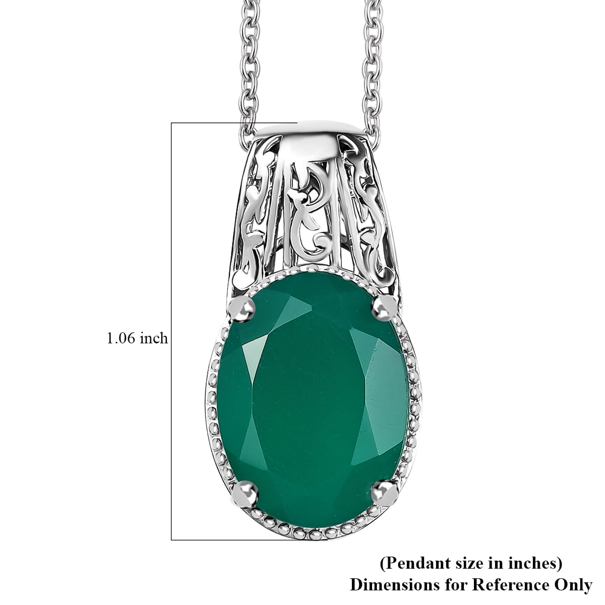 Karis Green Onyx 7.70 ctw Pendant in Platinum Bond with Stainless Steel Necklace 20 Inches image number 6