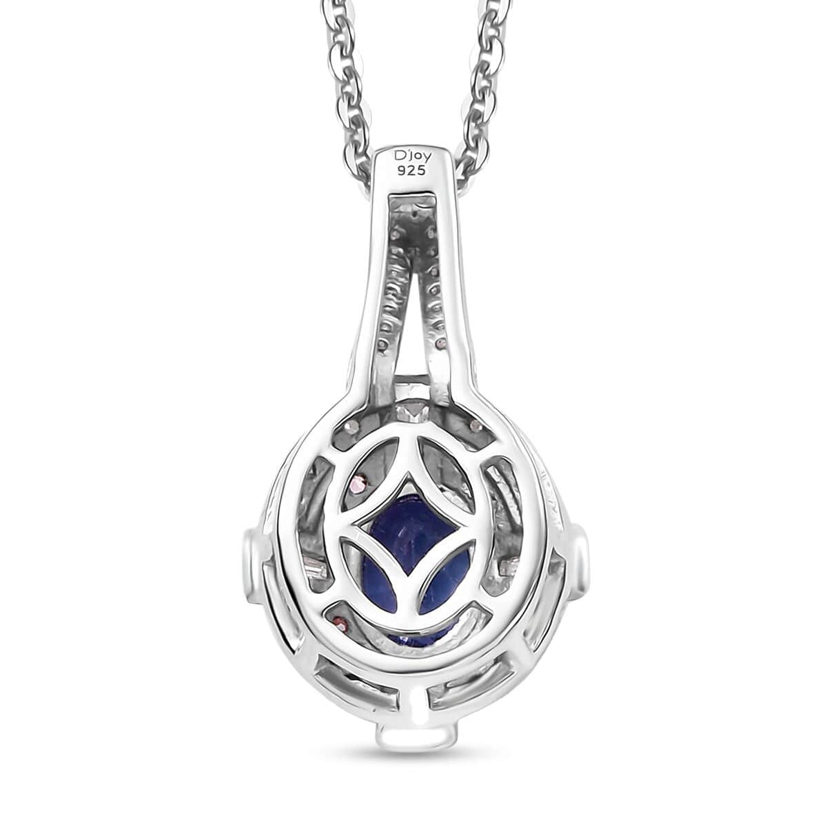 AAA Tanzanite and Multi Gemstone 1.15 ctw Art Deco Pendant Necklace in 14K RG and Rhodium Over Sterling Silver 20 Inches image number 4