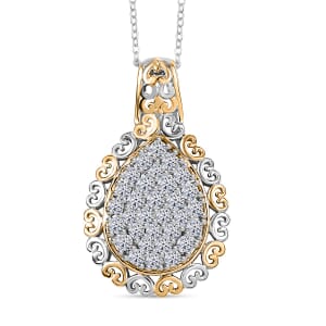 Luxuriant Lab Grown Diamond G-H SI 1.00 ctw Pear Shape Pendant Necklace in 18K Vermeil YG and Rhodium Over Sterling Silver 20 Inches