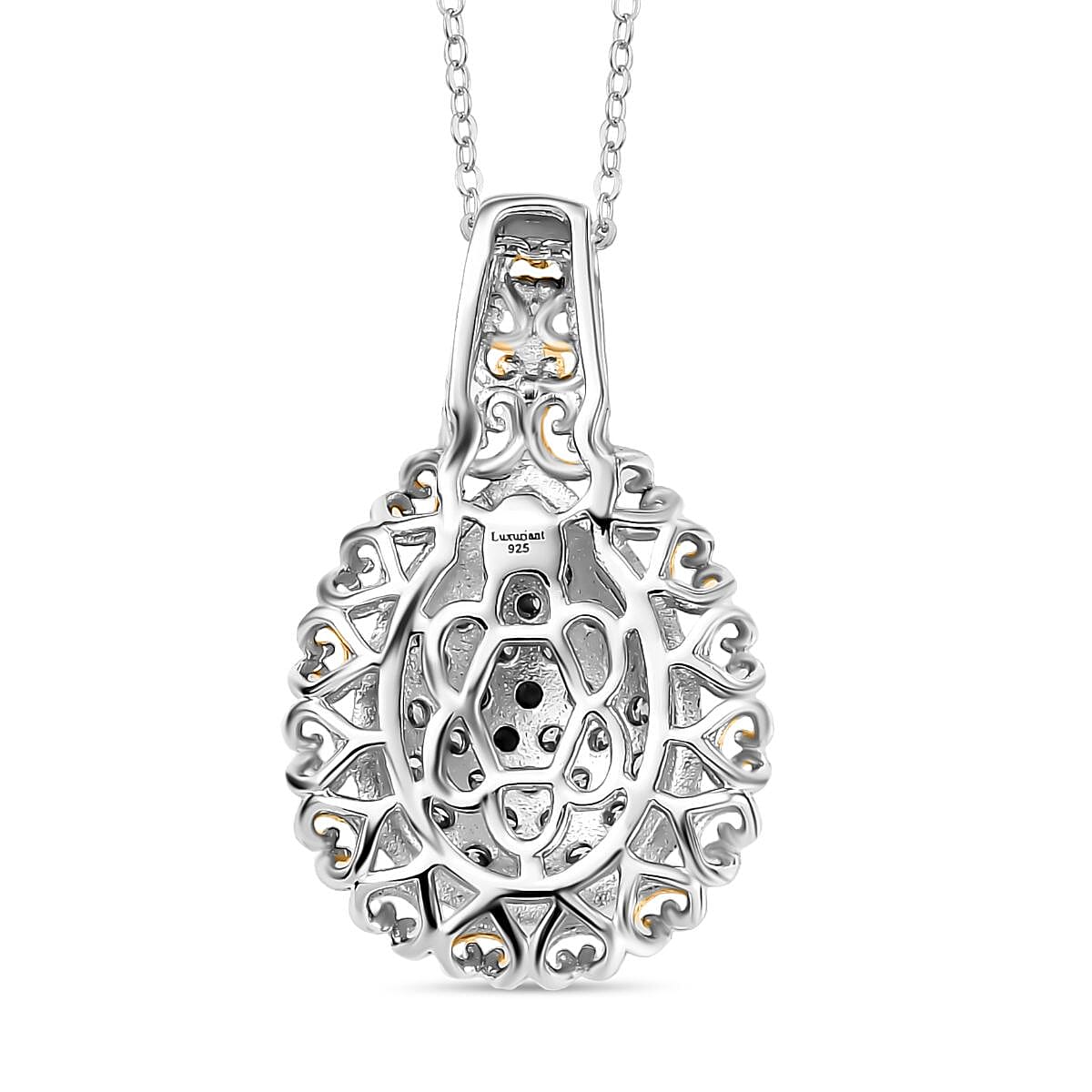 Luxuriant Lab Grown Diamond G-H SI 1.00 ctw Pear Shape Pendant Necklace in 18K Vermeil YG and Rhodium Over Sterling Silver 20 Inches