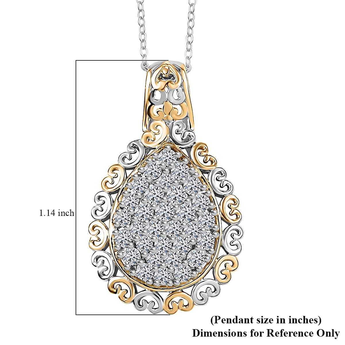 Luxuriant Lab Grown Diamond G-H SI 1.00 ctw Pear Shape Pendant Necklace in 18K Vermeil YG and Rhodium Over Sterling Silver 20 Inches