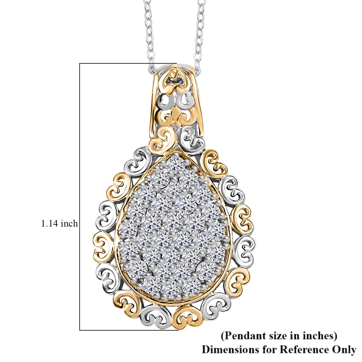 Luxuriant Lab Grown Diamond G-H SI 1.00 ctw Pear Shape Pendant Necklace in 18K Vermeil YG and Rhodium Over Sterling Silver 20 Inches image number 5