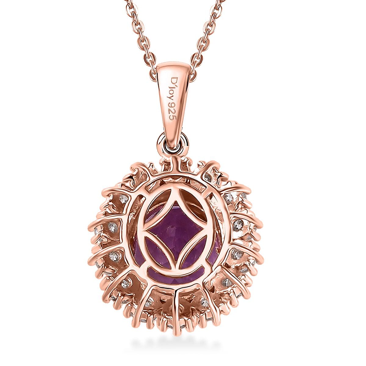 AAA Rose De France Amethyst and Multi Gemstone 4.30 ctw Violet Blossom Pendant Necklace in 18K Vermeil Rose Gold Over Sterling Silver 20 Inches
