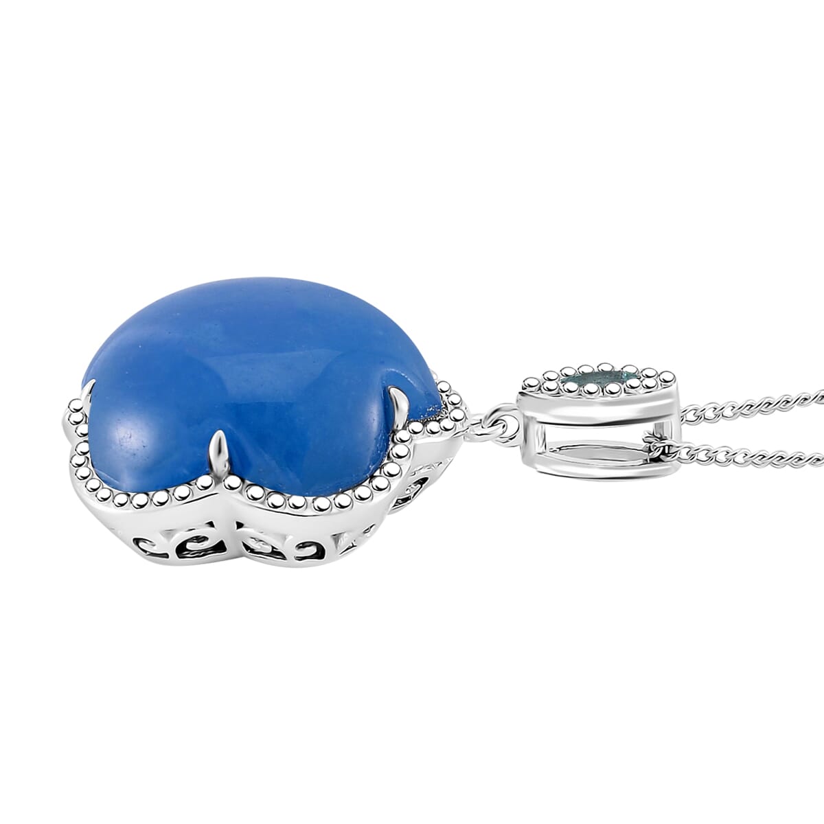 Blue Jade(D) and Betroka Blue Apatite 16.25 ctw Cherry Blossom Pendant Necklace in Rhodium Over Sterling Silver 18 Inches image number 2