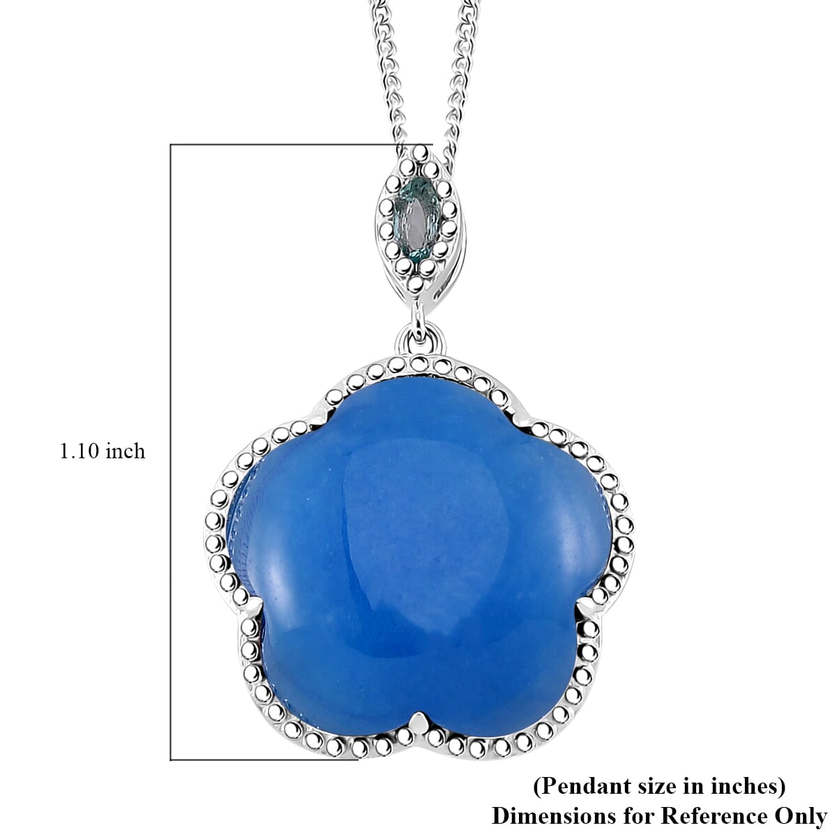 Blue Jade(D) and Betroka Blue Apatite 16.25 ctw Cherry Blossom Pendant Necklace in Rhodium Over Sterling Silver 18 Inches image number 5