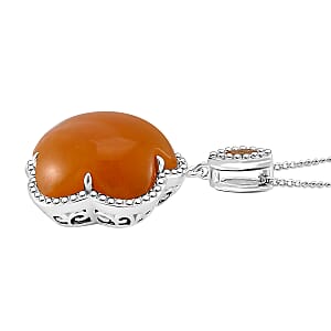 Yellow Jade(D) and Brazilian Citrine 15.80 ctw Cherry Blossom Pendant Necklace in Rhodium Over Sterling Silver 18 Inches