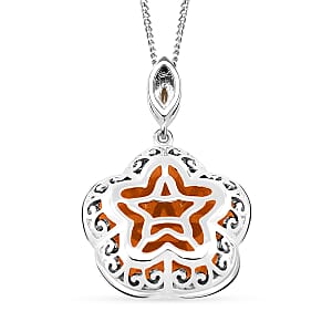 Yellow Jade(D) and Brazilian Citrine 15.80 ctw Cherry Blossom Pendant Necklace in Rhodium Over Sterling Silver 18 Inches