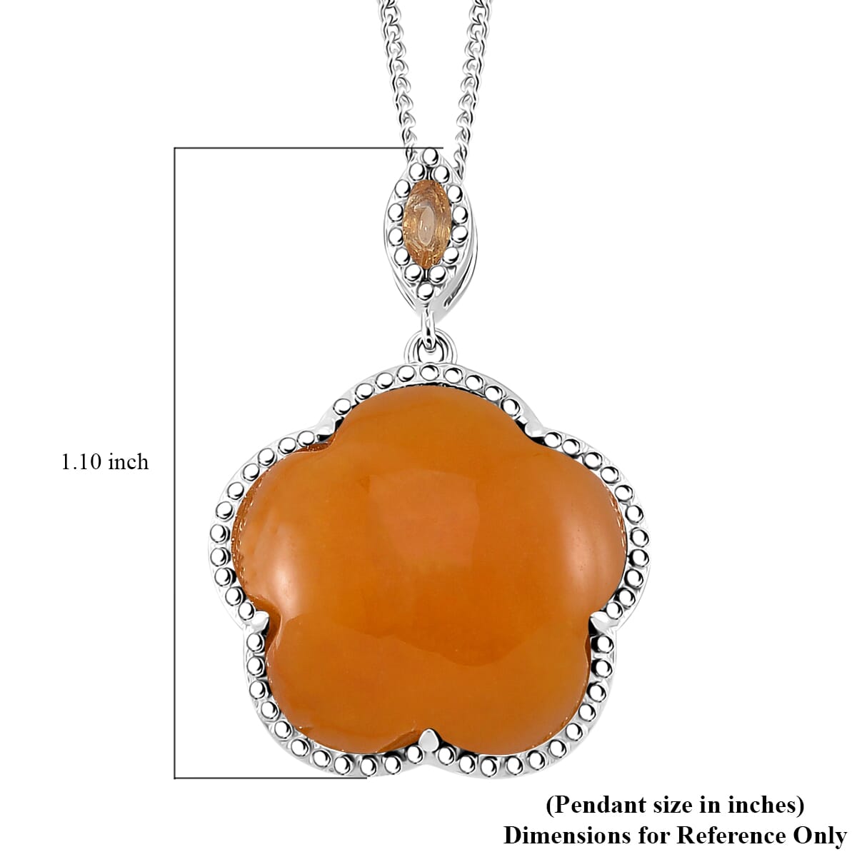 Yellow Jade(D) and Brazilian Citrine 15.80 ctw Cherry Blossom Pendant Necklace in Rhodium Over Sterling Silver 18 Inches image number 5