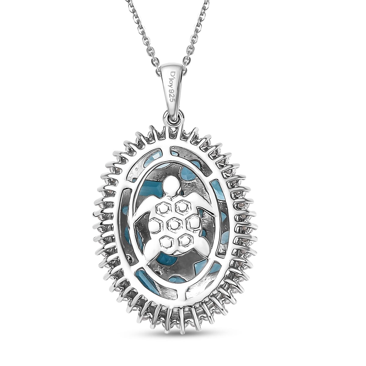 Premium Betroka Blue Apatite and Moissanite 3.90 ctw Pendant Necklace in Rhodium Over Sterling Silver 20 Inches image number 3