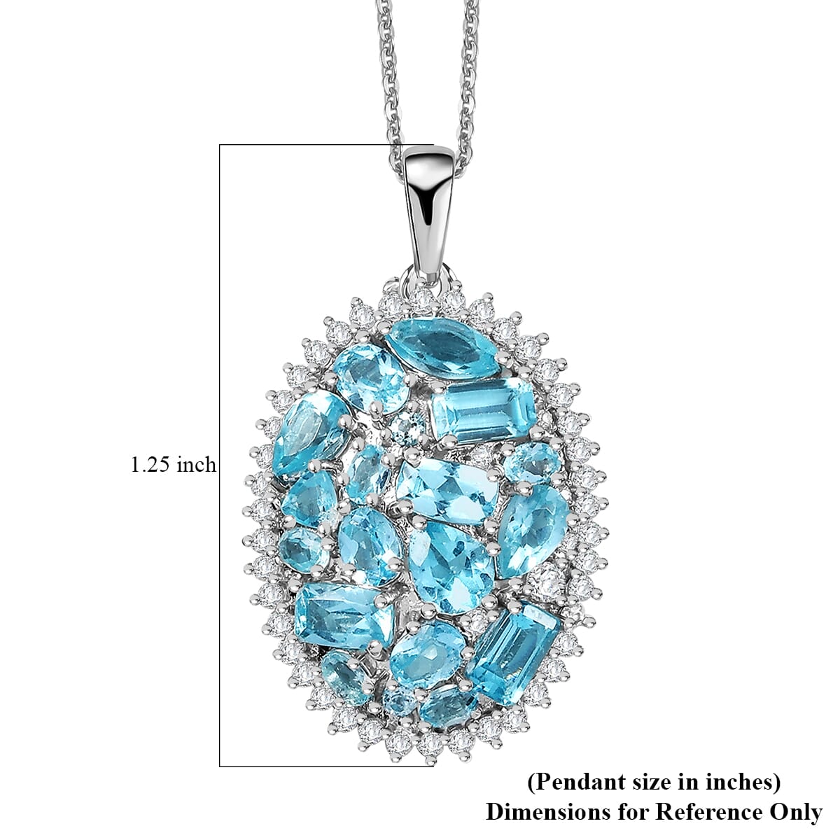 Premium Betroka Blue Apatite and Moissanite 3.90 ctw Pendant Necklace in Rhodium Over Sterling Silver 20 Inches image number 5