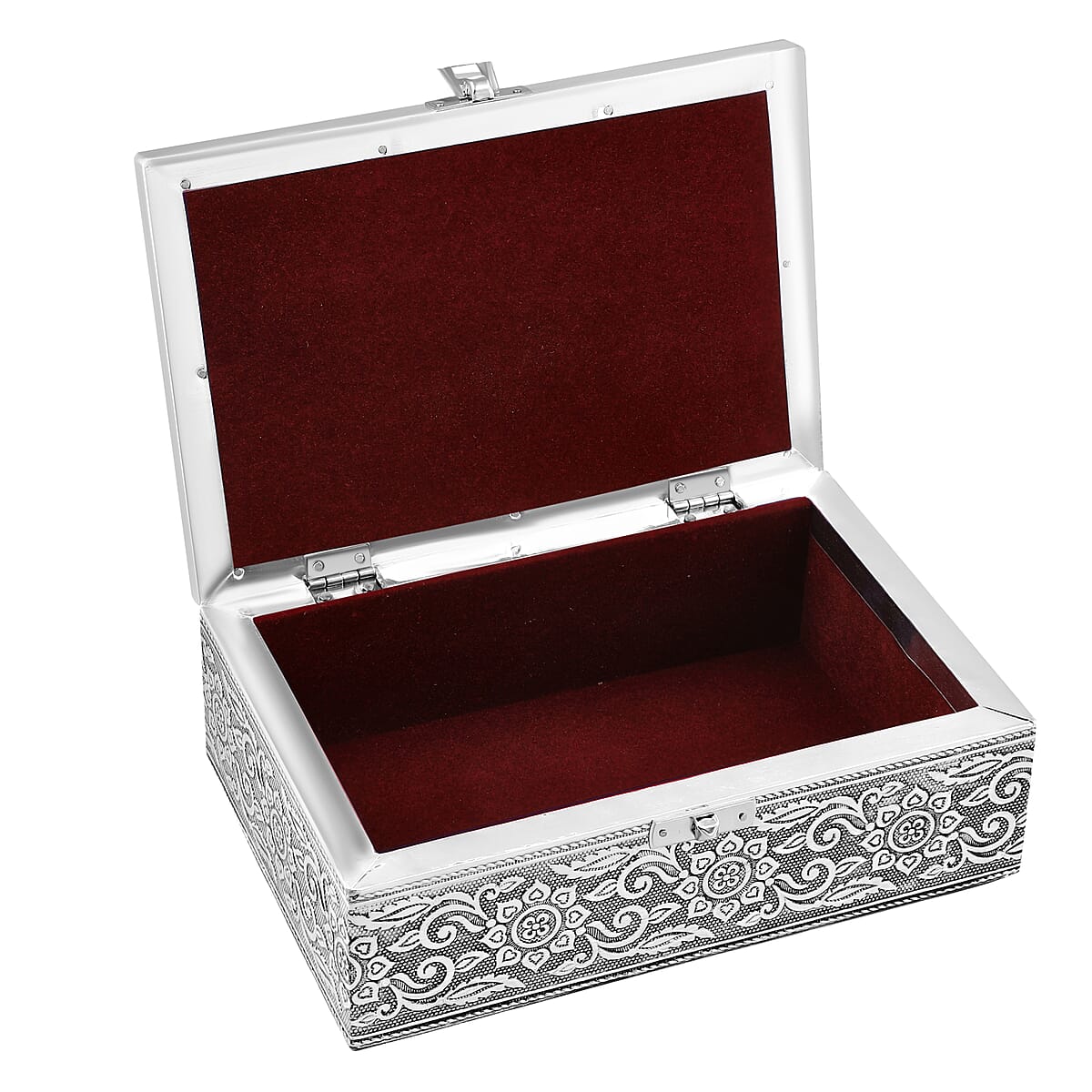Set Of 2 Silver & Multi Nesting Storage Owl Embossed Aluminium Oxidized & Bling Box image number 5