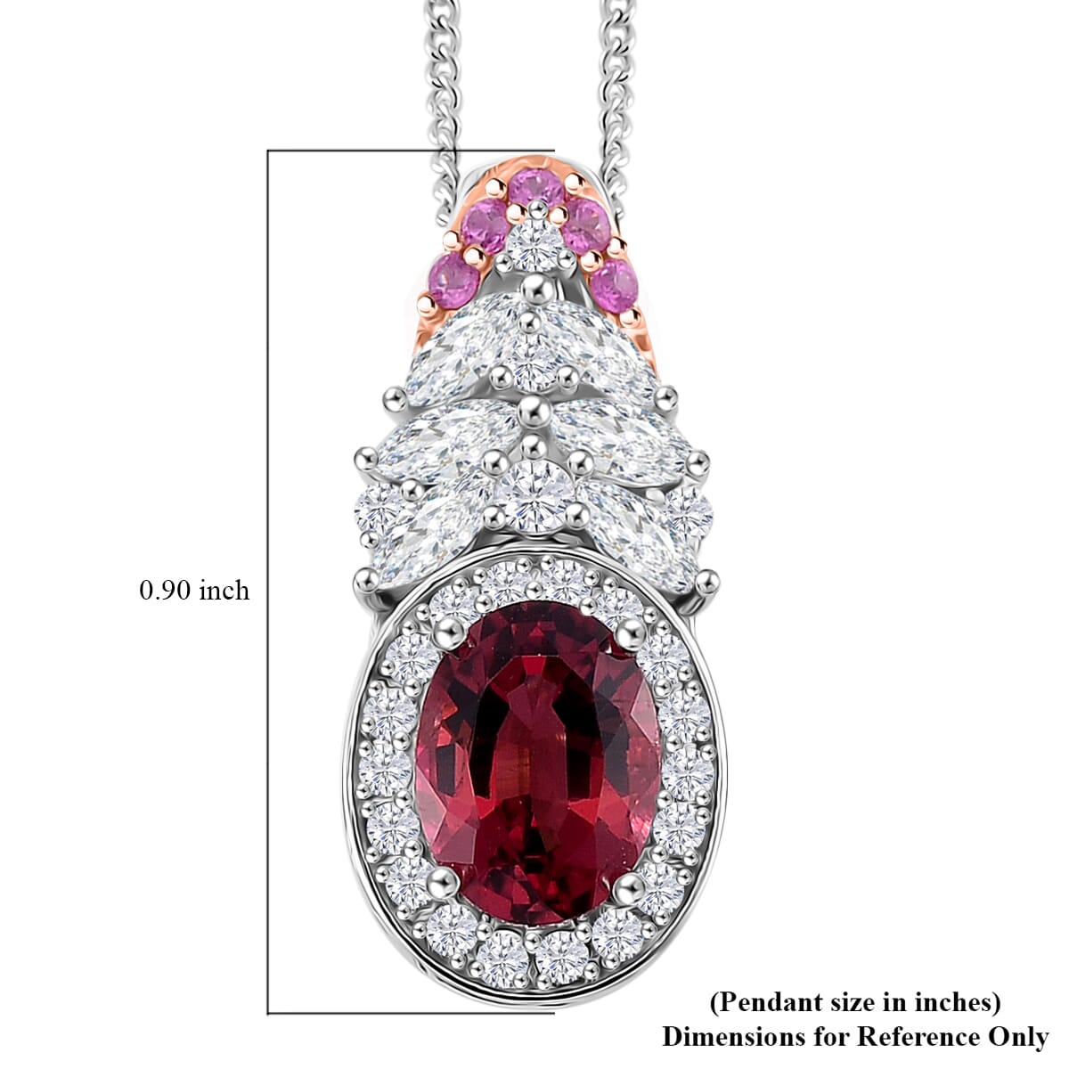 D'Joy Ouro Fino Rubellite and Multi Gemstone 2.70 ctw Lotus Flower Pendant Necklace 18 Inches in Rhodium Over Sterling Silver  image number 5