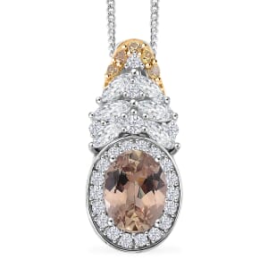 D'Joy Turkizite and Multi Gemstone 2.65 ctw Lotus Flower Pendant Necklace 18 Inches in Rhodium Over Sterling Silver