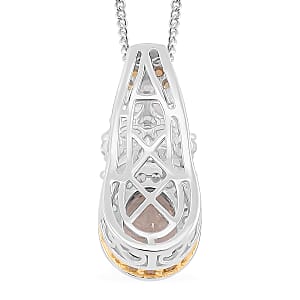D'Joy Turkizite and Multi Gemstone 2.65 ctw Lotus Flower Pendant Necklace 18 Inches in Rhodium Over Sterling Silver