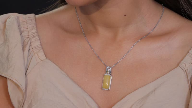 Karis Yellow Aventurine and Citrine 12.40 ctw Pendant in Platinum Bond with Stainless Steel Necklace 20 Inches