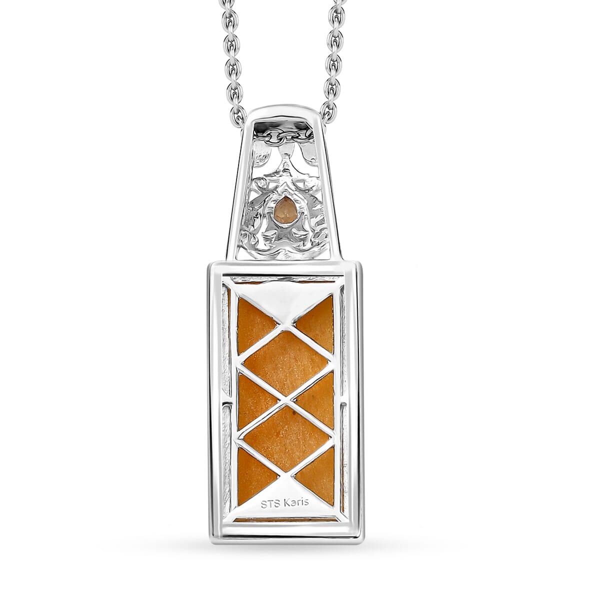 Karis Yellow Aventurine and Citrine 12.40 ctw Pendant in Platinum Bond with Stainless Steel Necklace 20 Inches image number 4