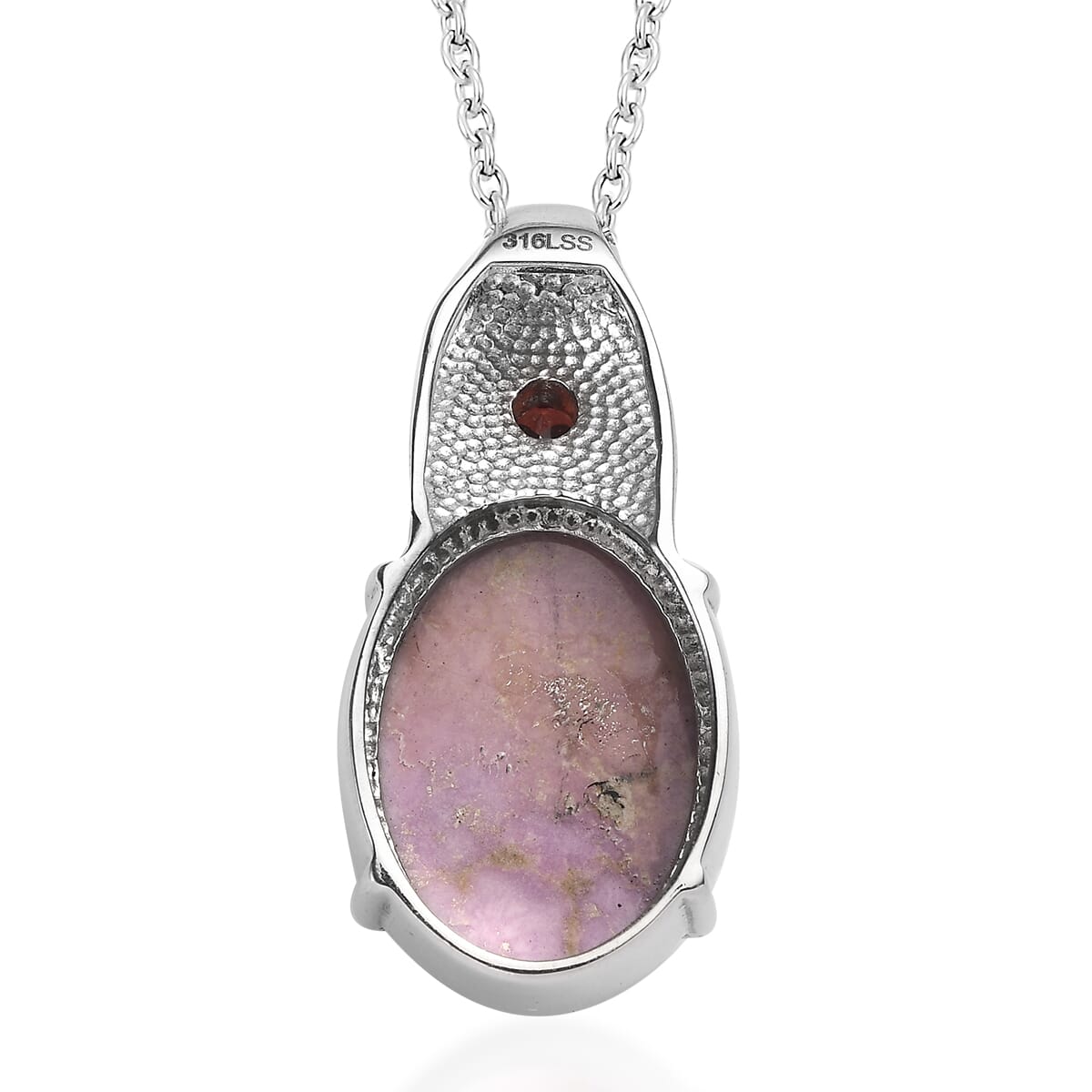 Phosphosiderite and Mozambique Garnet 13.60 ctw Pendant Necklace in Stainless Steel 20 Inches image number 4