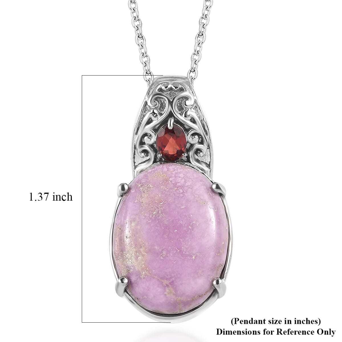 Phosphosiderite and Mozambique Garnet 13.60 ctw Pendant Necklace in Stainless Steel 20 Inches image number 5