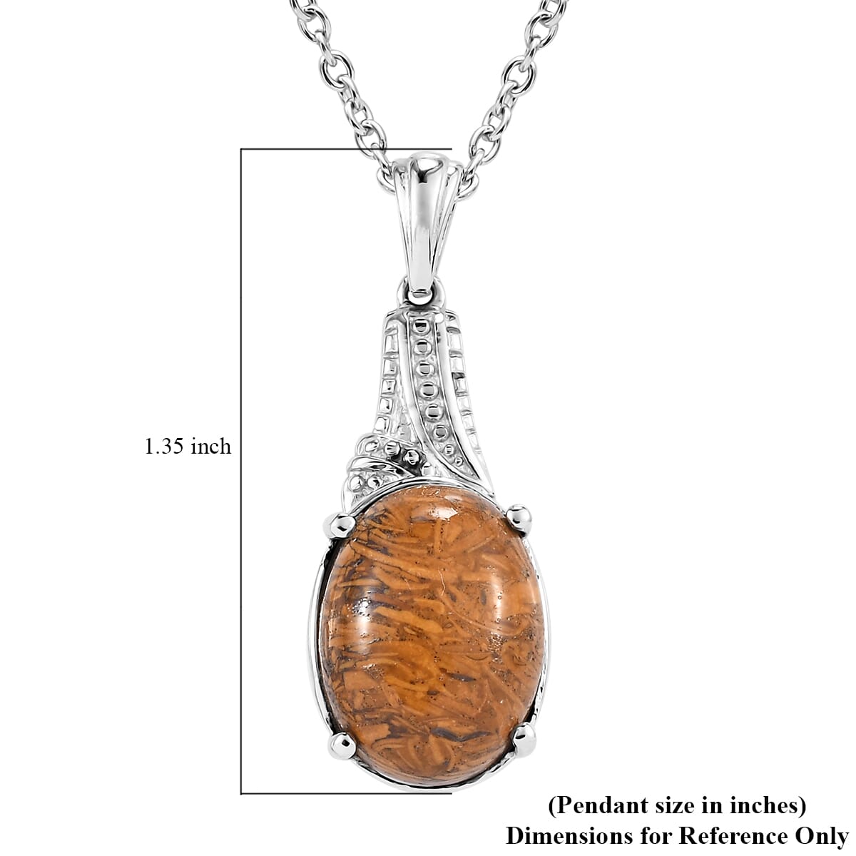 Script Stone 9.10 ctw Pendant Necklace in Stainless Steel 20 Inches image number 6