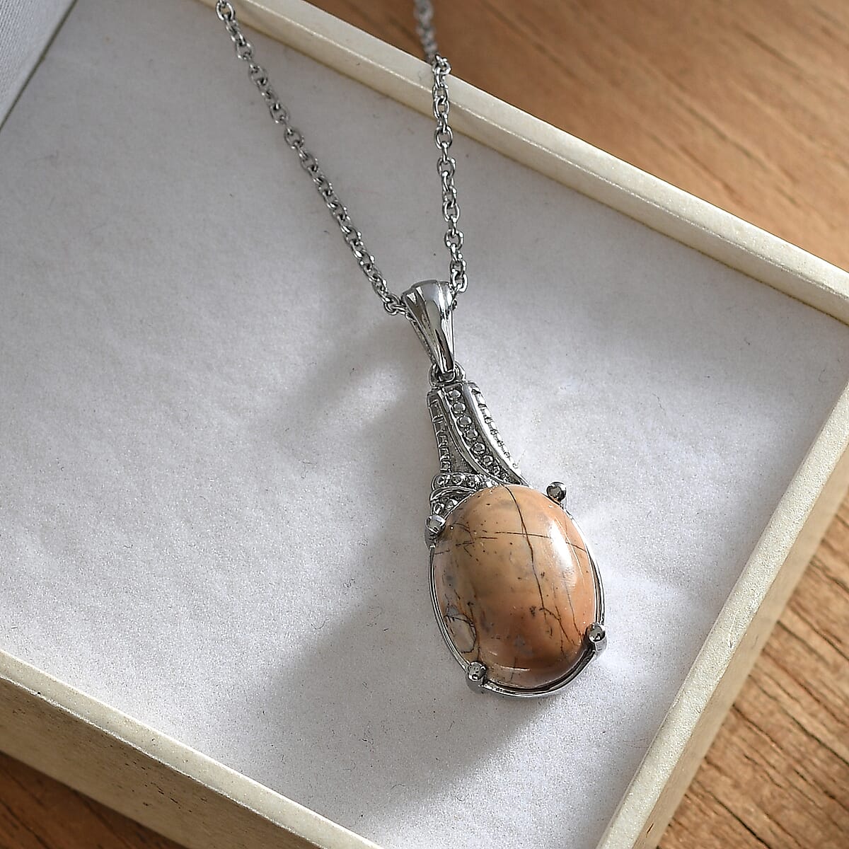 Cherry Creek 9.80 ctw Pendant Necklace in Stainless Steel 20 Inches image number 1