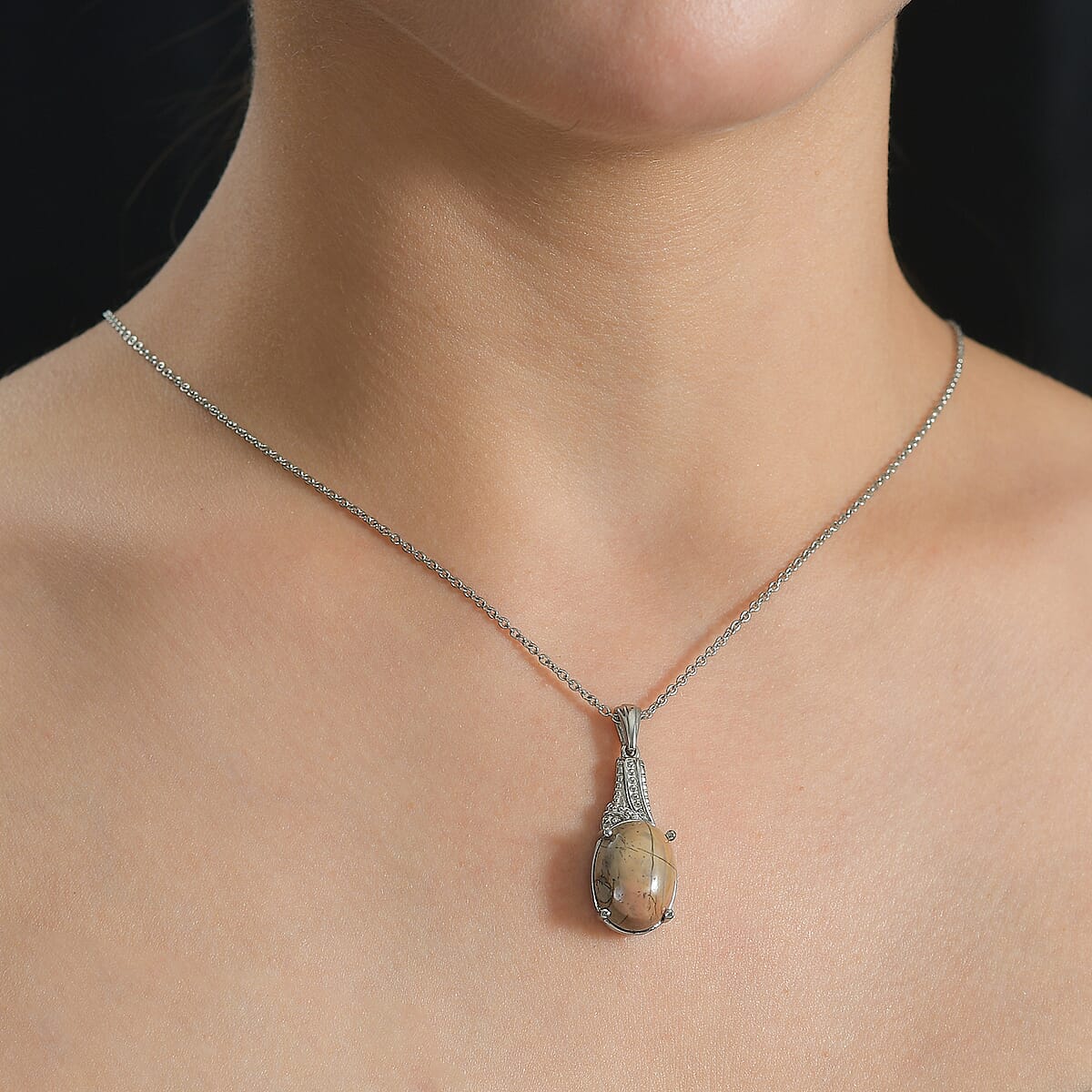 Cherry Creek 9.80 ctw Pendant Necklace in Stainless Steel 20 Inches image number 2