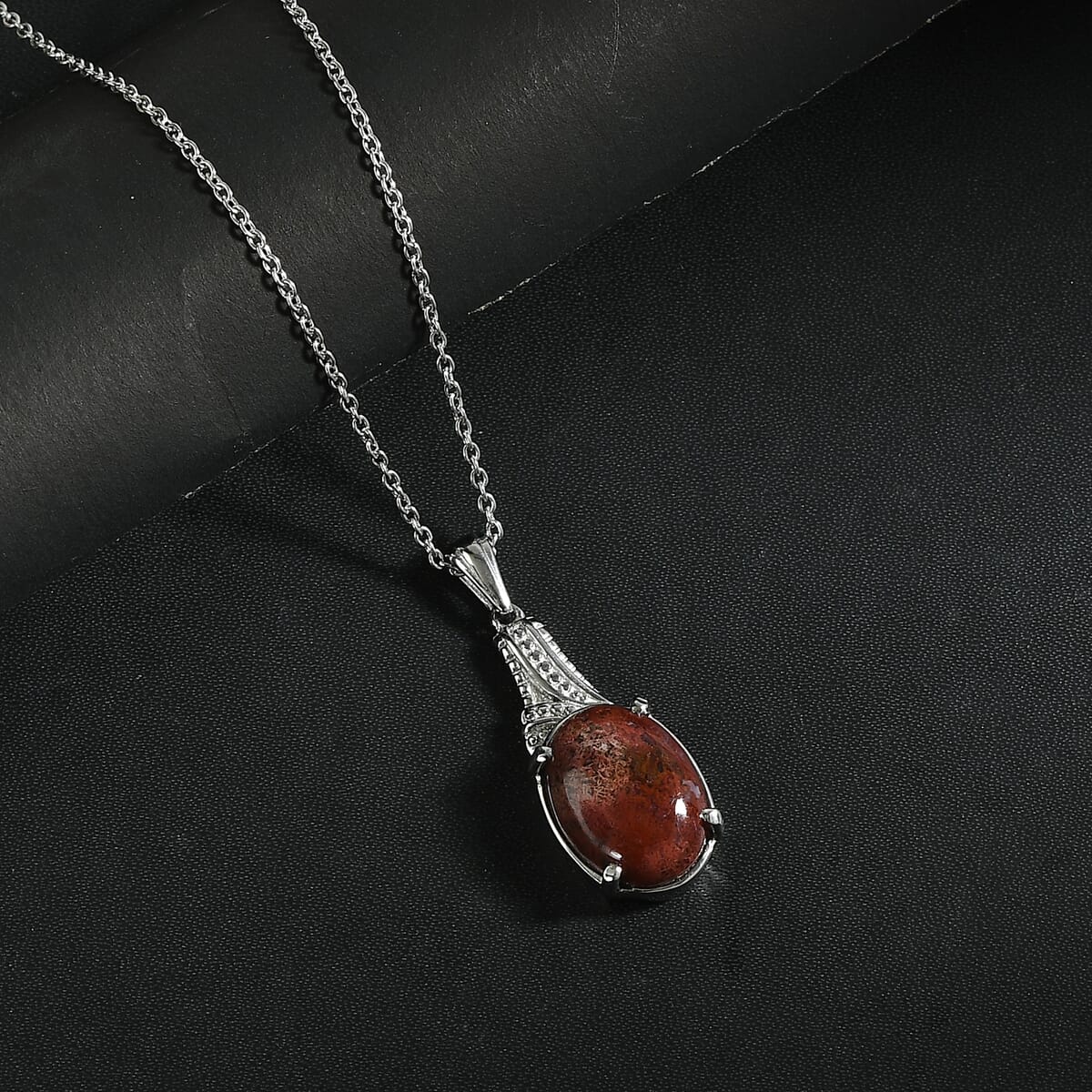 Aqua Nueva Moss 10.20 ctw Pendant Necklace in Stainless Steel 20 Inches image number 1